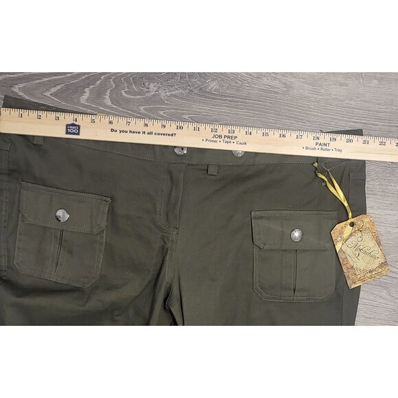 NWT‎ WOMEN'S MOKACHINO CHINO PANTS-SIZE: 18 OLIVE GREEN BELTED ZIPPER ANKLE - Picture 5 of 11